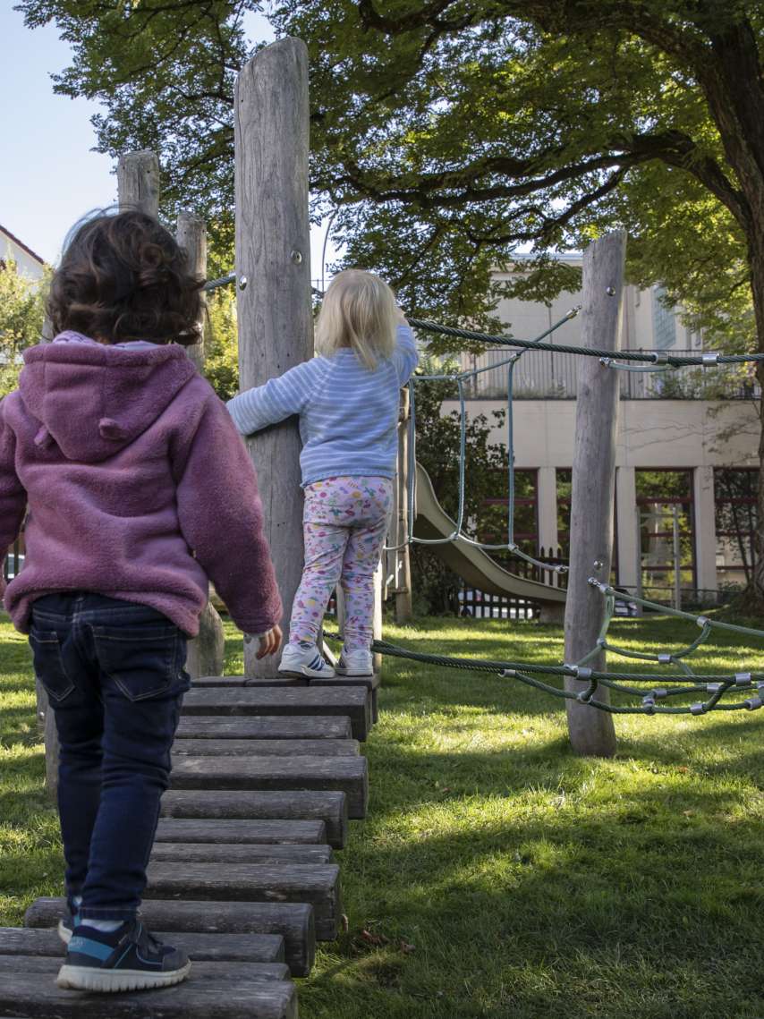 Family and children city with a lot of nature